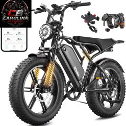 TST 1500W Peak Fat Tire Electric Bike for Adults – 48V 15Ah Removable Battery, Up to 60-Mile Range, Full Suspension & 20" x 4" Tires